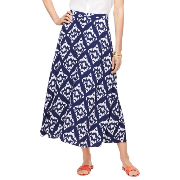 Talbots Dresses & Skirts - Talbots Ikat Midi Skirt Navy and White Size 14
